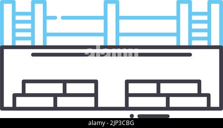 icône de ligne de l'anneau de boxe, symbole de contour, illustration vectorielle, signe de concept Illustration de Vecteur