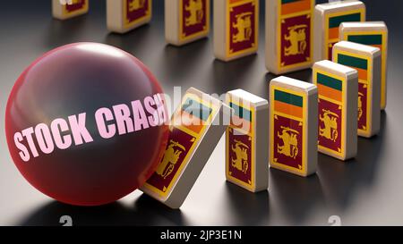 Le Sri Lanka et la crise des stocks, causant un problème national et une économie en chute libre. Crash boursier comme force motrice dans le déclin possible du Sri Lanka.,3D i Banque D'Images