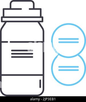 icône de ligne d'aspirine, symbole de contour, illustration vectorielle, signe de concept Illustration de Vecteur