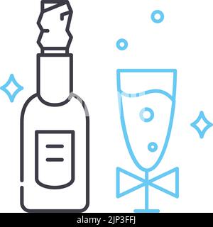 icône de la ligne de fête des boissons, symbole de contour, illustration vectorielle, signe de concept Illustration de Vecteur