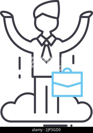 icône de la meilleure ligne d'employé, symbole de contour, illustration vectorielle, signe de concept Illustration de Vecteur