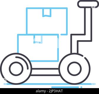 icône de ligne de livraison de boîtes, symbole de contour, illustration vectorielle, signe de concept Illustration de Vecteur