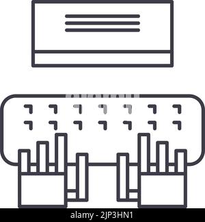 les robots copybots écrivent icône de ligne, symbole de contour, illustration de vecteur, signe de concept Illustration de Vecteur