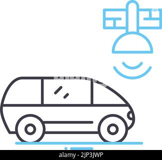 icône de ligne de voiture autonome, symbole de contour, illustration vectorielle, signe de concept Illustration de Vecteur