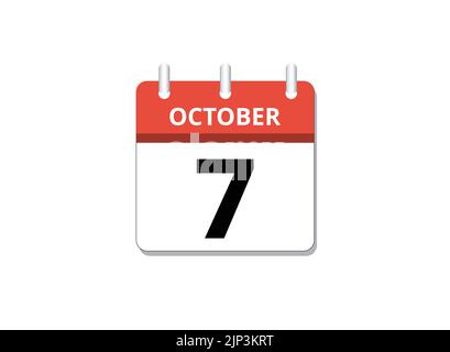 Octobre, 7th calendrier icône vecteur, concept de calendrier, affaires et tâches Illustration de Vecteur