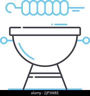 icône de ligne bbq, symbole de contour, illustration vectorielle, signe de concept Illustration de Vecteur