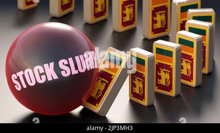 Sri Lanka et la crise des stocks, causant un problème national et une économie en chute libre. La crise des stocks comme force motrice dans le déclin possible du Sri Lanka.,3D i Banque D'Images