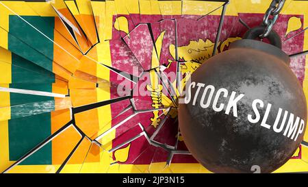 La crise des stocks et le Sri Lanka, détruisant l'économie et ruinant la nation. La crise des stocks fait naufrage et cause une baisse générale du niveau de vie Banque D'Images