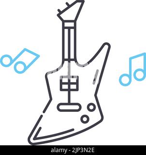 icône de ligne de guitare basse, symbole de contour, illustration vectorielle, signe de concept Illustration de Vecteur