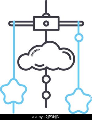 icône de ligne mobile bébé, symbole de contour, illustration vectorielle, signe de concept Illustration de Vecteur