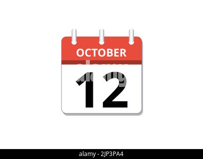 Octobre, 12th calendrier icône vecteur, concept de calendrier, affaires et tâches Illustration de Vecteur