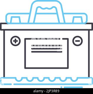 icône de ligne d'accumulateur, symbole de contour, illustration de vecteur, signe de concept Illustration de Vecteur