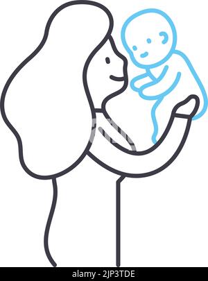 icône de ligne de bébé et de papa, symbole de contour, illustration vectorielle, signe de concept Illustration de Vecteur