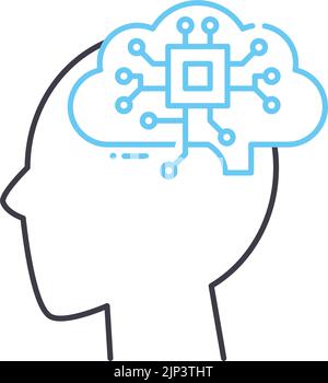 icône de ligne d'esprit artificielle, symbole de contour, illustration vectorielle, signe de concept Illustration de Vecteur