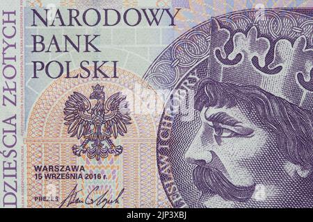 Un billet de banque en zloty poli de 20 pour les besoins de la conception Banque D'Images