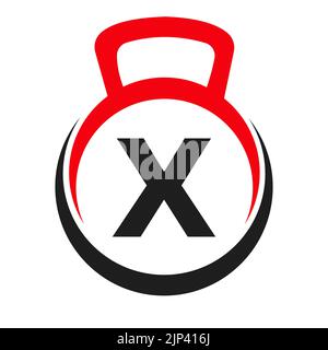 Modèle de vecteur du logo de la salle de sport Letter X. Logo fitness sur le symbole alphabétique X. Illustration de Vecteur