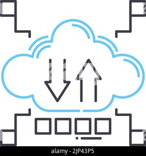 icône de ligne de copie de sauvegarde, symbole de contour, illustration vectorielle, signe de concept Illustration de Vecteur