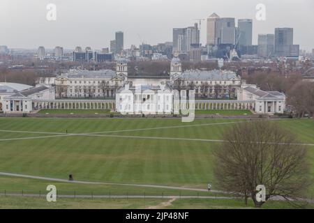 Une vue panoramique de la maison de la Reine à Greenwich, Londres, Angleterre, par une journée nuageux Banque D'Images