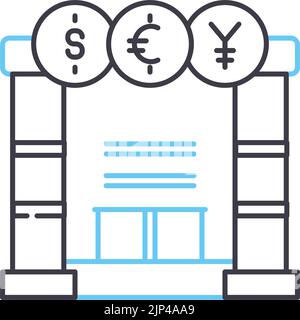 icône de ligne d'entreprise de courtage, symbole de contour, illustration vectorielle, signe de concept Illustration de Vecteur