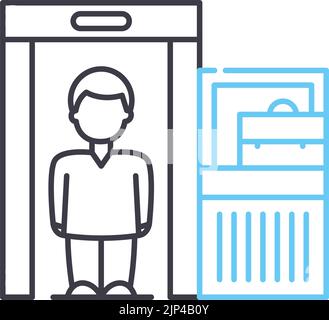 icône de ligne de sécurité airport, symbole de contour, illustration vectorielle, signe de concept Illustration de Vecteur