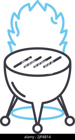 icône de ligne de barbecue, symbole de contour, illustration vectorielle, signe de concept Illustration de Vecteur