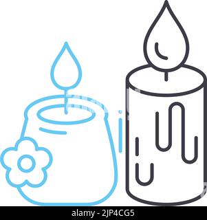 icône de ligne de bougie d'arôme, symbole de contour, illustration vectorielle, signe de concept Illustration de Vecteur