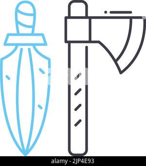 ancienne icône de ligne de poignard, symbole de contour, illustration vectorielle, signe de concept Illustration de Vecteur