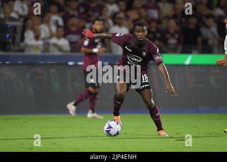 Lassana Coulibaly de Salerntana pendant le match série A entre les États-Unis Salerntana 1919 et COMME Roma au Stadio Arechi, Salerno, Italie, le 14 août 2022. Banque D'Images