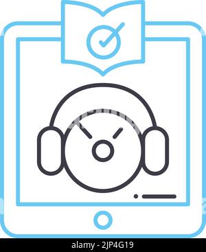 icône de ligne de livres audio, symbole de contour, illustration vectorielle, signe de concept Illustration de Vecteur