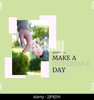 Composition du texte « faire la différence » du jour au-dessus des mains. Faire la différence concept de jour et de célébration image générée numériquement. Banque D'Images