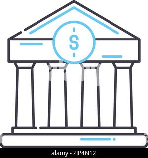 icône de ligne de services bancaires, symbole de contour, illustration vectorielle, signe de concept Illustration de Vecteur