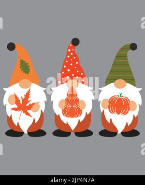 Gnomes d'automne, heureux automne, jour de Thanksgiving, bonne récolte Illustration de Vecteur