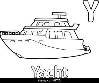 Yacht Alphabet ABC coloriage page y Illustration de Vecteur