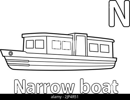 Bateau étroit Alphabet ABC coloriage page N Illustration de Vecteur