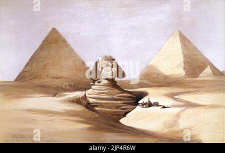 Le grand Sphinx, pyramides de Gizeh-1839) par David Roberts, RA Banque D'Images