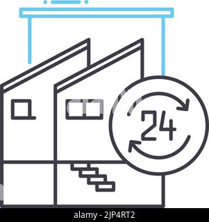 icône de la ligne tarifaire journalière de l'hôtel, symbole de contour, illustration vectorielle, signe concept Illustration de Vecteur