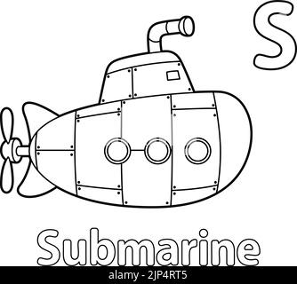 Sous-marin Alphabet ABC coloriage page S Illustration de Vecteur