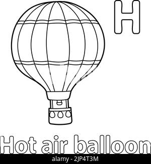 Ballon d'air chaud Alphabet ABC coloriage page H Illustration de Vecteur