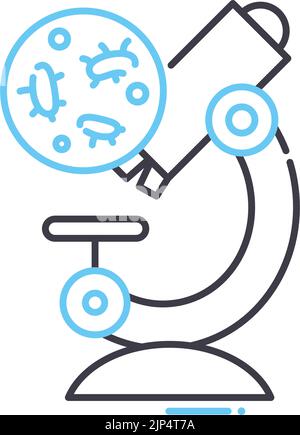 icône de ligne d'analyse des bactéries, symbole de contour, illustration vectorielle, signe de concept Illustration de Vecteur