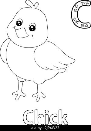 Chick Alphabet ABC coloriage page C Illustration de Vecteur