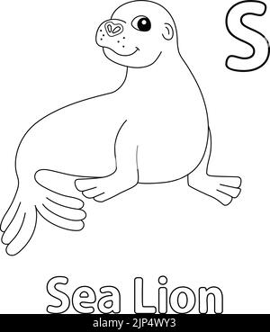 Lion de mer Alphabet ABC coloriage page S Illustration de Vecteur