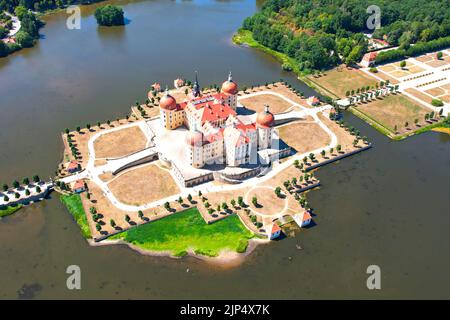 Château de Mildenstein à Leisnig Allemagne photo aérienne beau temps Banque D'Images