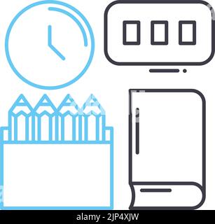 icône de retour à la ligne scolaire, symbole de contour, illustration vectorielle, signe de concept Illustration de Vecteur