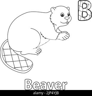 Beaver Alphabet ABC coloriage page B Illustration de Vecteur