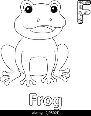Grenouille assise Alphabet ABC coloriage page F Illustration de Vecteur