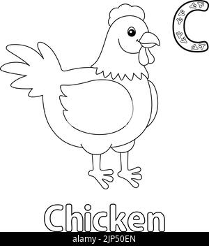 Poulet Alphabet ABC coloriage page C Illustration de Vecteur