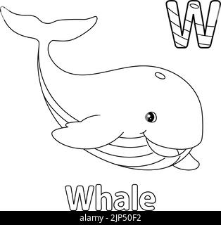 Whale Alphabet ABC coloriage page W Illustration de Vecteur