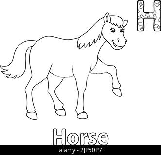 Cheval de marche Alphabet ABC coloriage page H Illustration de Vecteur