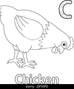 Poulet Alphabet ABC coloriage page C Illustration de Vecteur