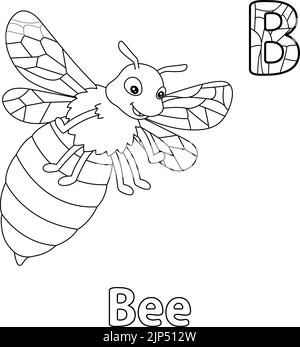 Abeille Alphabet ABC coloriage page B Illustration de Vecteur